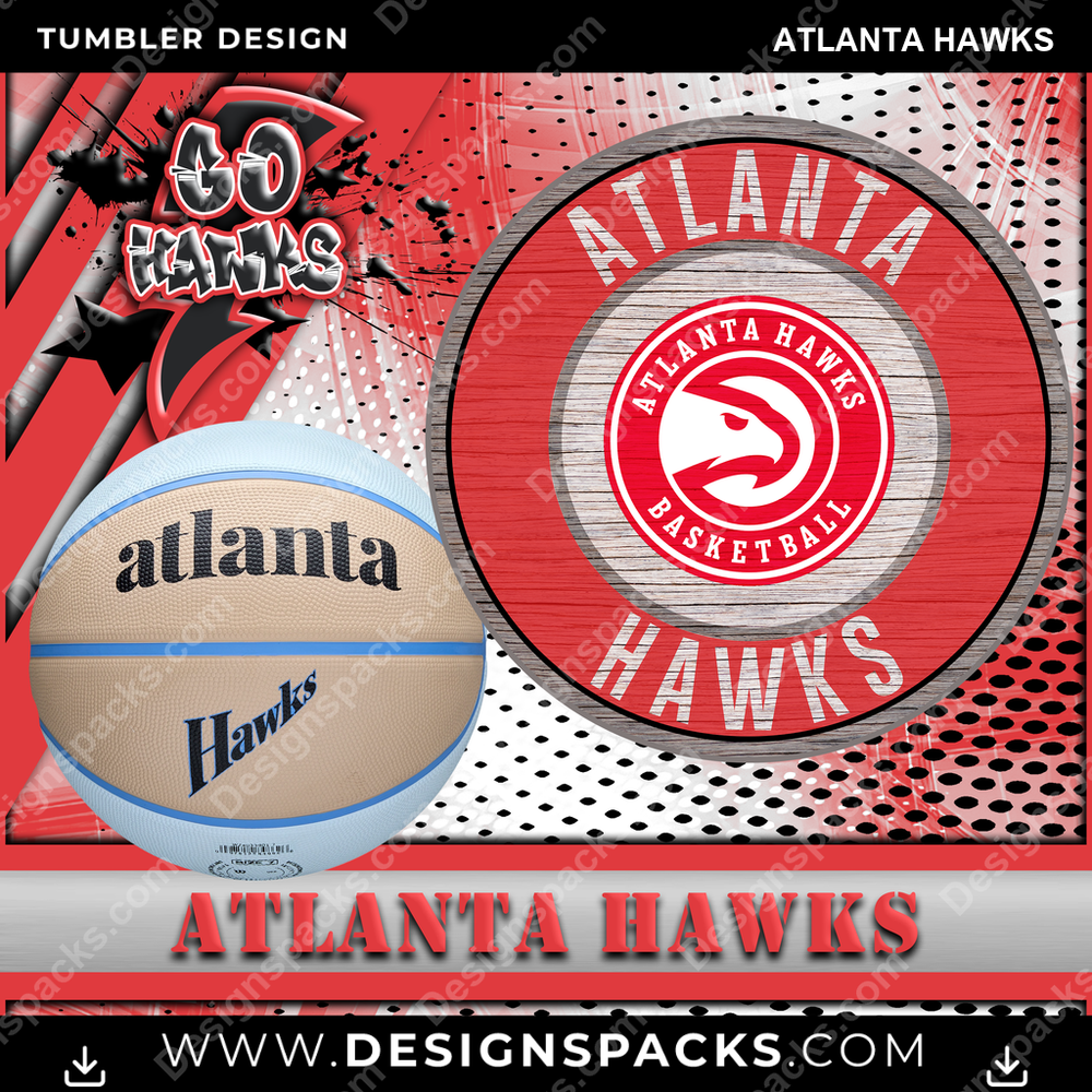 Basketball Go Team Atlanta Hawks Tumbler Digital Wrap Design