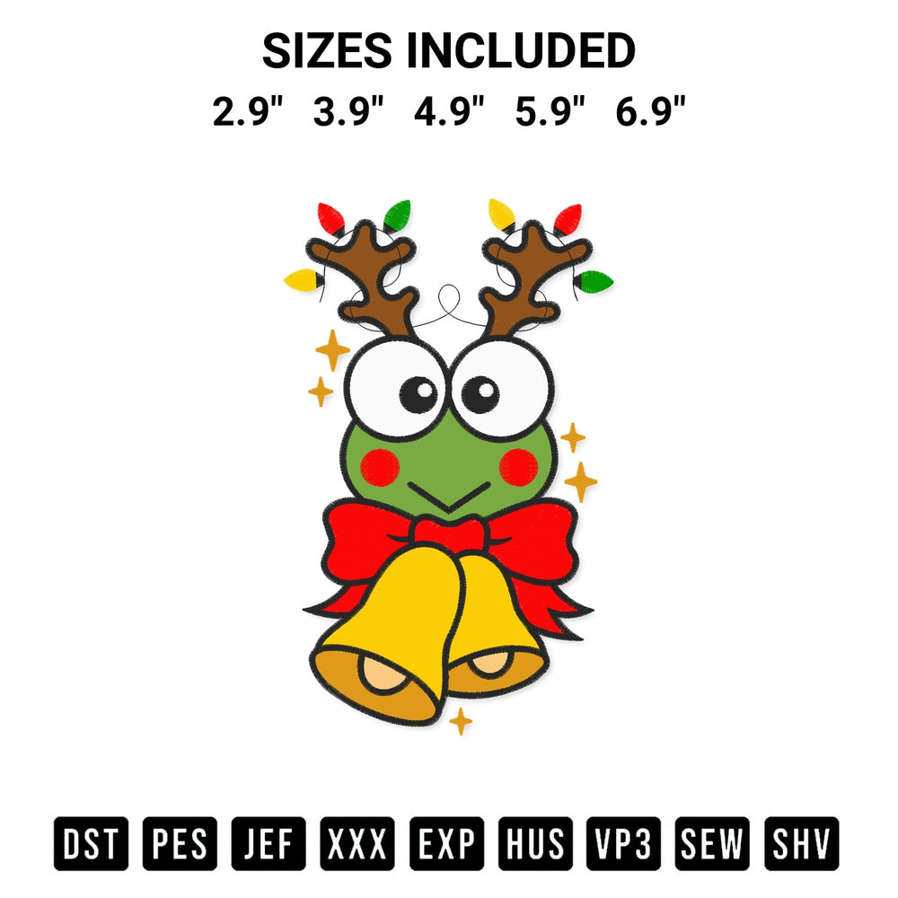 Get the Keroppi Reindeer Christmas Embroidery Design embroidery design for your custom crafts! Premium digitized files available for instant download at Designspacks.com. Available sizes: 2.9", 3.9", 4.9", 5.9", 6.9".