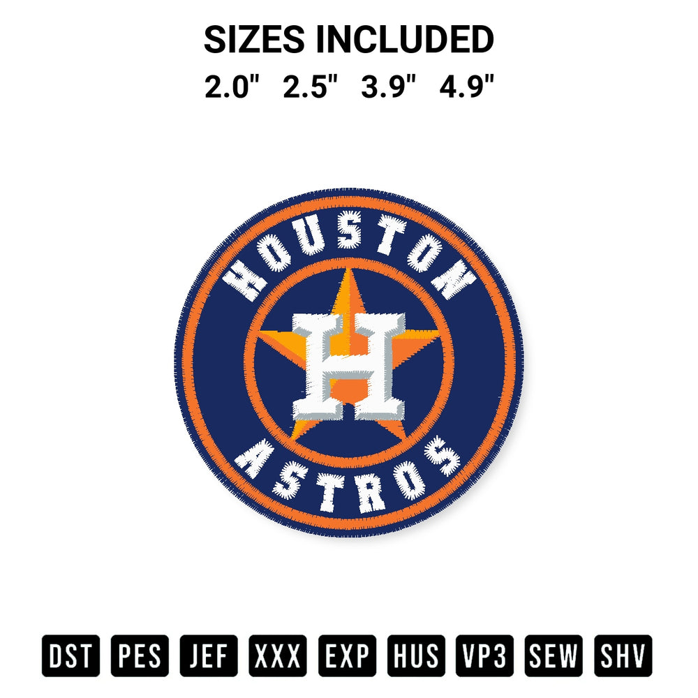 Elevate your next project with our Mlb Houston Astros Logo Embroidery Design embroidery file. Shop high-quality digital patterns instantly at Designspacks.com. Available sizes: 2.0", 2.5", 3.9", 4.9".