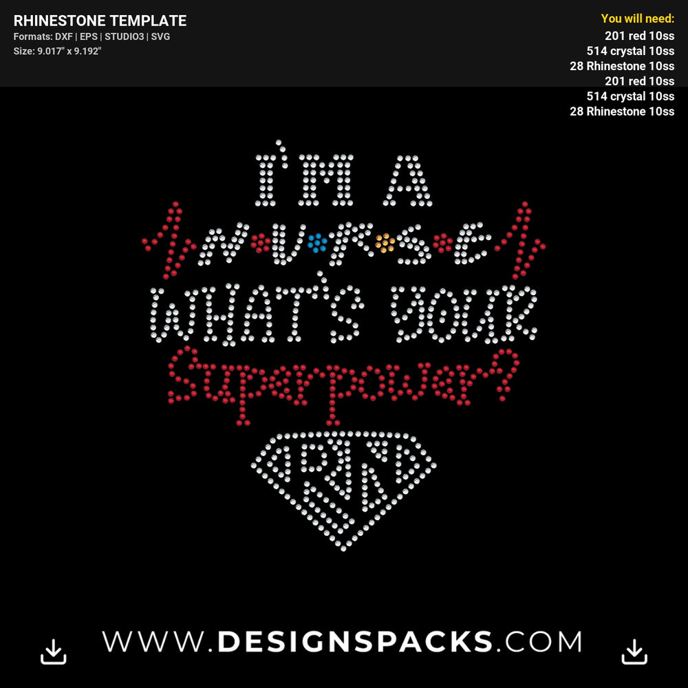 Nurse Super Power Updated Rhinestone Digital Template