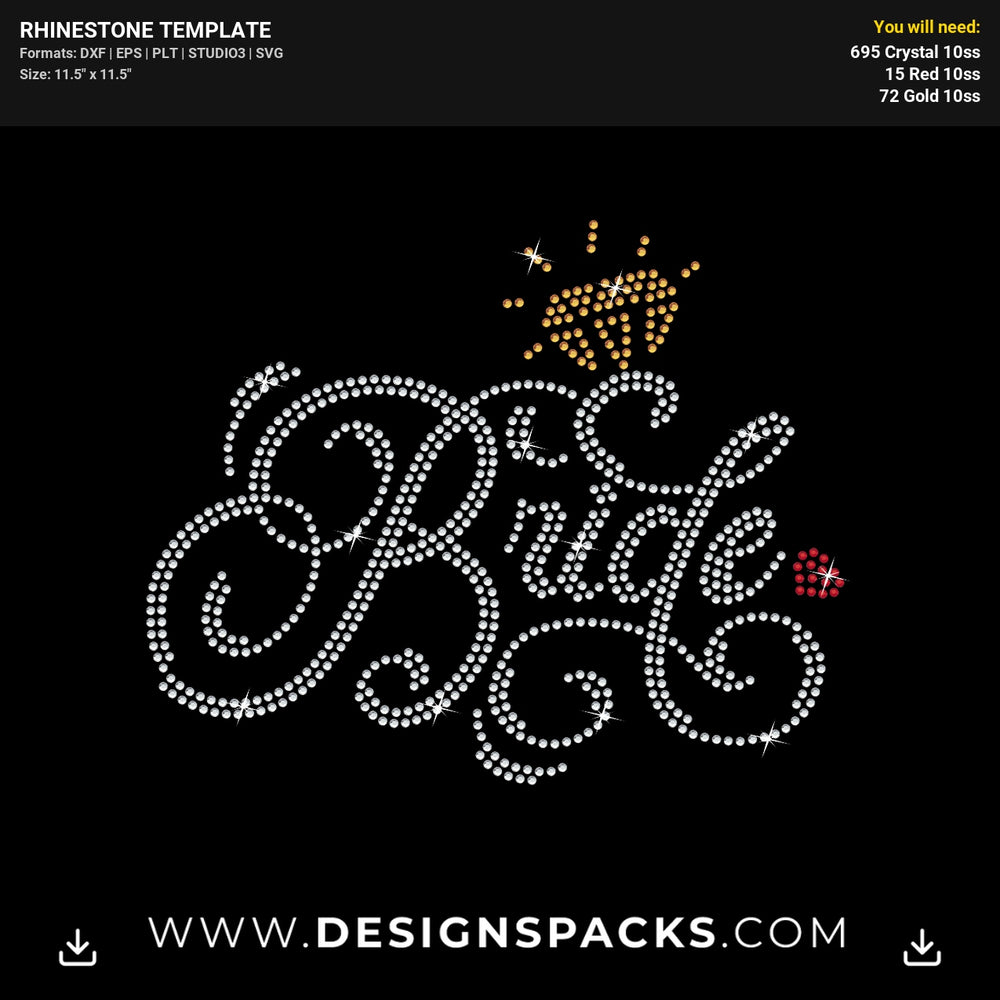 Bride Diamond Heart Rhinestone Digital Template