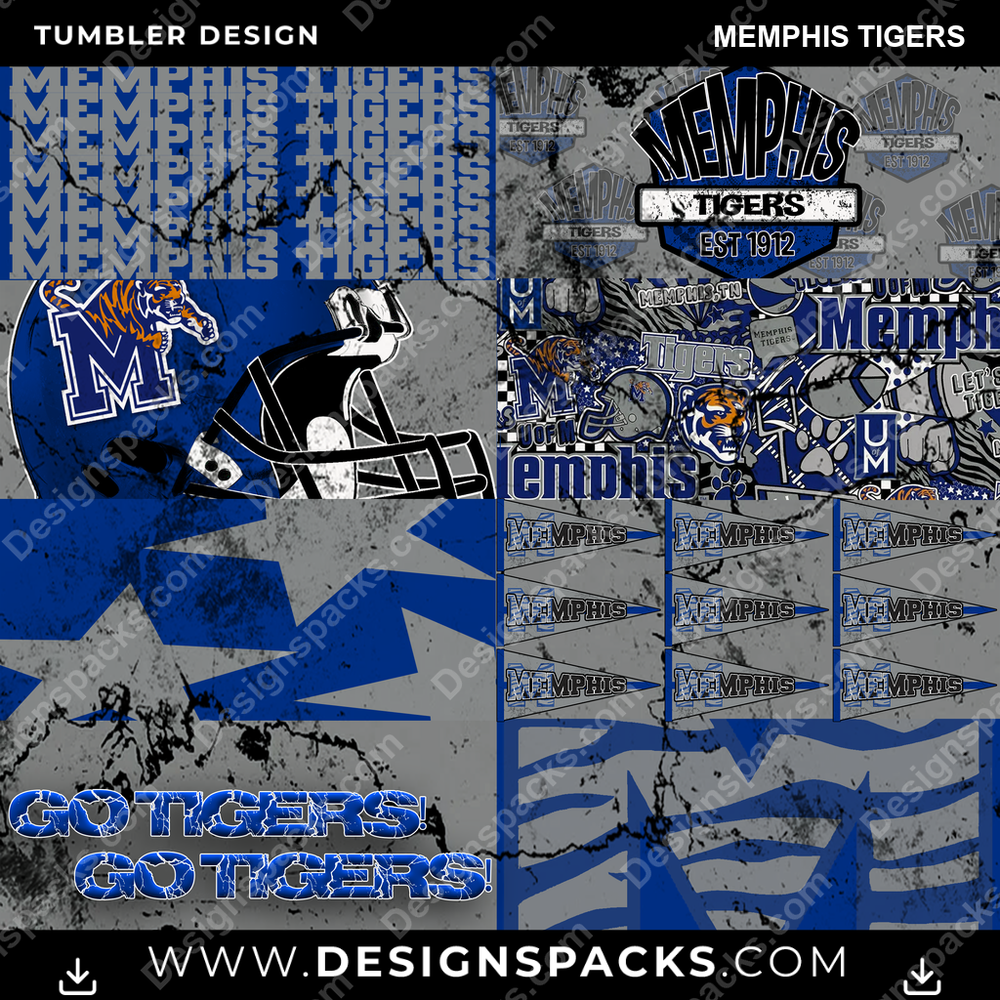 College Sport Distressed BG Memphis Tigers NCAA College Sport Tumbler Digital Wrap Design Download