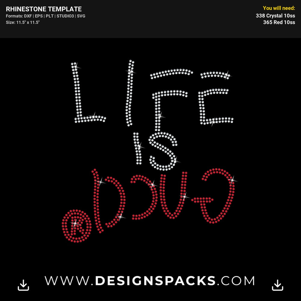 Life Is Gucci Rhinestone Digital Template