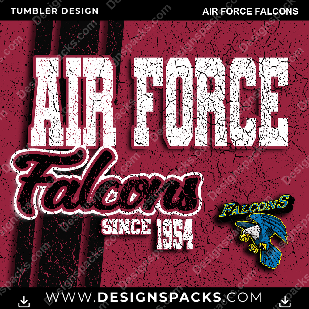 College Sport Grunge Air Force Falcons NCAA College Sport Tumbler Digital Wrap Design Download