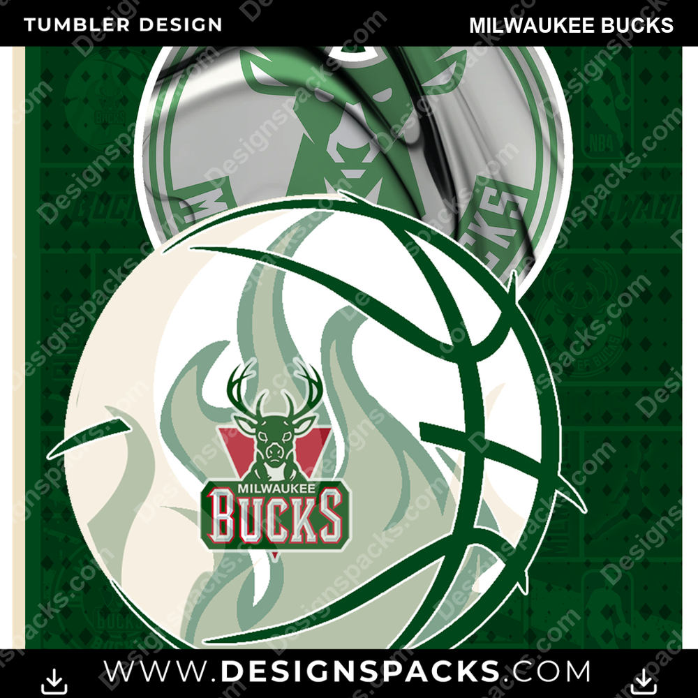 Basketball Posters Milwaukee Bucks Tumbler Digital Wrap Design