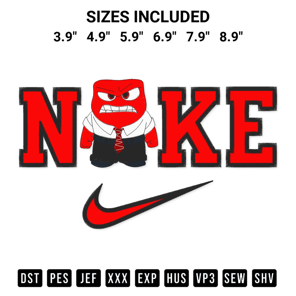 Stitch like a pro with the Nike Anger Inside Out 2 Embroidery Design embroidery pattern from Designspacks.com. High-quality digital machine embroidery file. Available sizes: 3.9", 4.9", 5.9", 6.9", 7.9", 8.9".