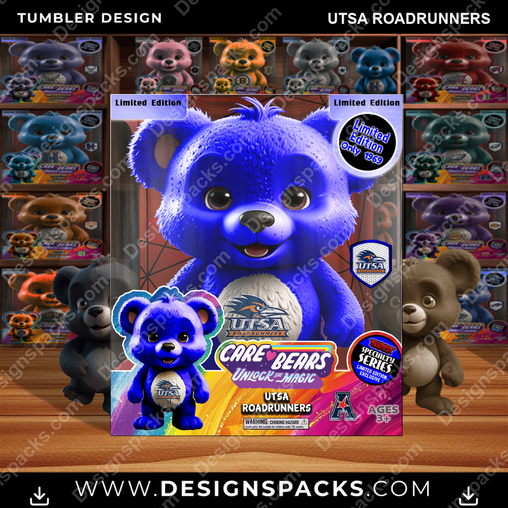 College Sport Care Bear Box UTSA Roadrunners NCAA College Sport Tumbler Digital Wrap Design Download