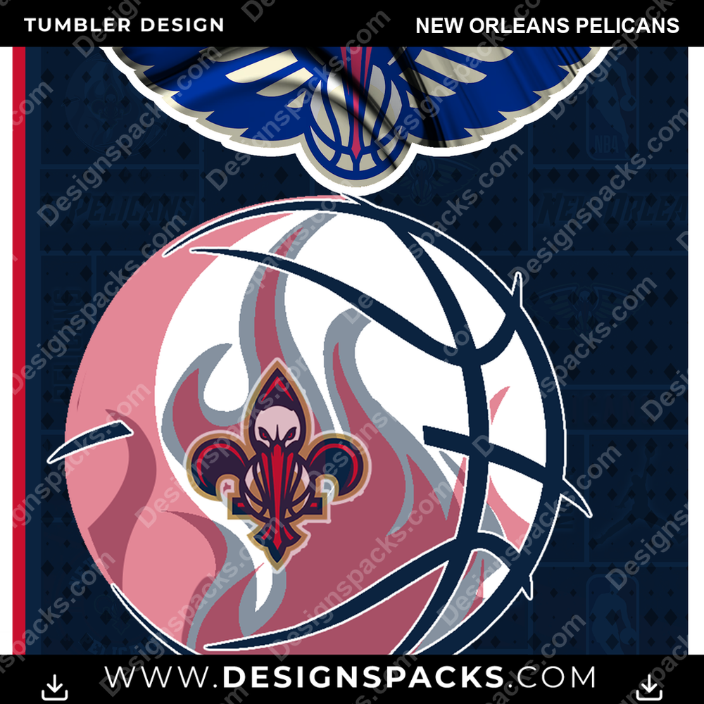 Basketball Posters New Orleans Pelicans Tumbler Digital Wrap Design