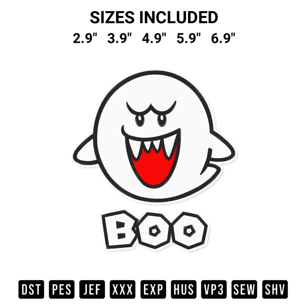 Create amazing crafts with the Boo Ghost Super Mario Embroidery Design embroidery file. High-quality digital download from Designspacks.com, perfect for beginners and pros. Available sizes: 2.9", 3.9", 4.9", 5.9", 6.9".