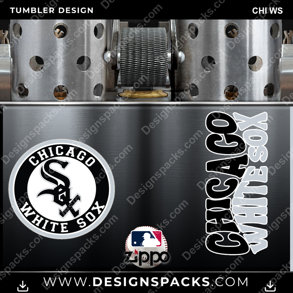 Baseball Zippo Lighter CHI WS Tumbler Digital Wrap Design