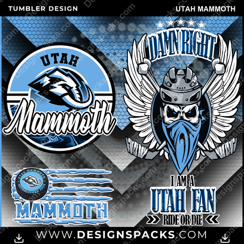Hockey Skull Team Utah Mammoth Tumbler Digital Wrap Design