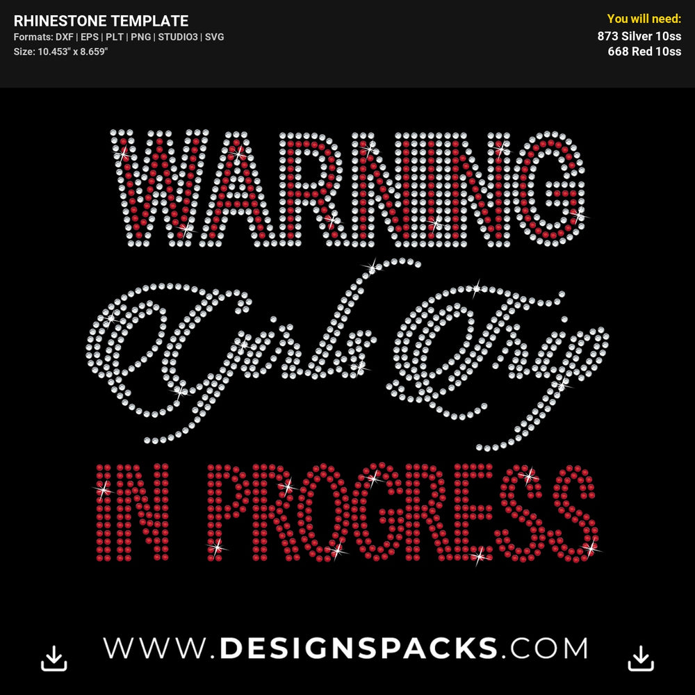 Warning Girls Trip Progress Rhinestone Digital Template
