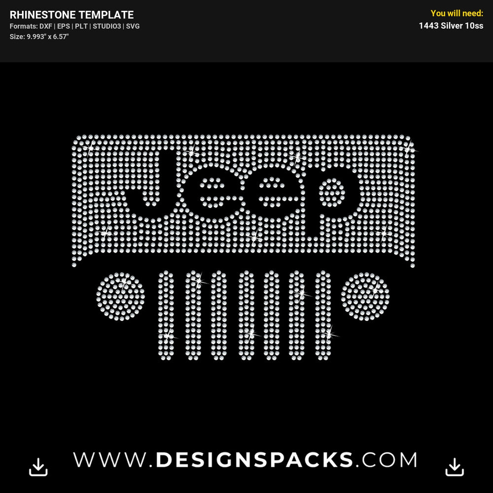 Jeep Logo Outline Rhinestone Digital Template