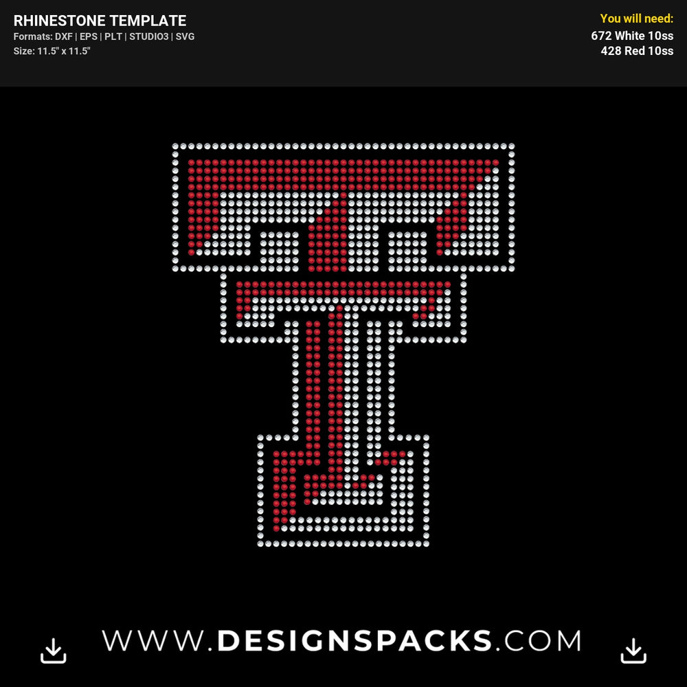 Texas Tech Red Raiders Logo Rhinestone Digital Template
