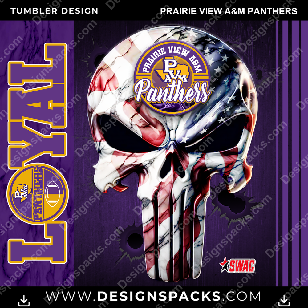 College Sport Loyal Prairie View A&M Panthers Tumbler Digital Wrap Design