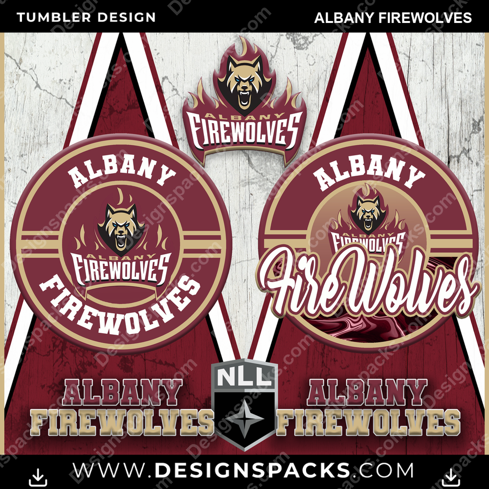 Lacrosse Sports Albany FireWolves Tumbler Digital Wrap Design