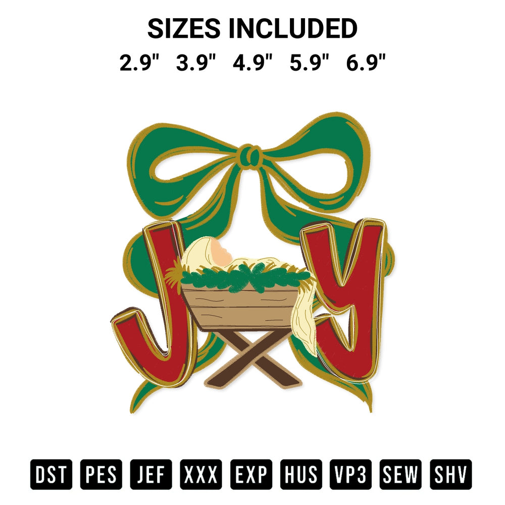 Elevate your next project with our Joy Baby Jesus Christmas Embroidery Design embroidery file. Shop high-quality digital patterns instantly at Designspacks.com. Available sizes: 2.9", 3.9", 4.9", 5.9", 6.9".