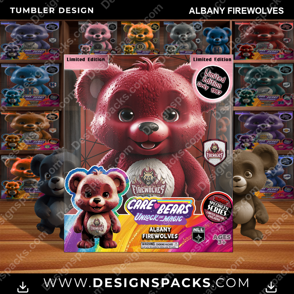 Lacrosse Care Bear Box Albany FireWolves Tumbler Digital Wrap Design