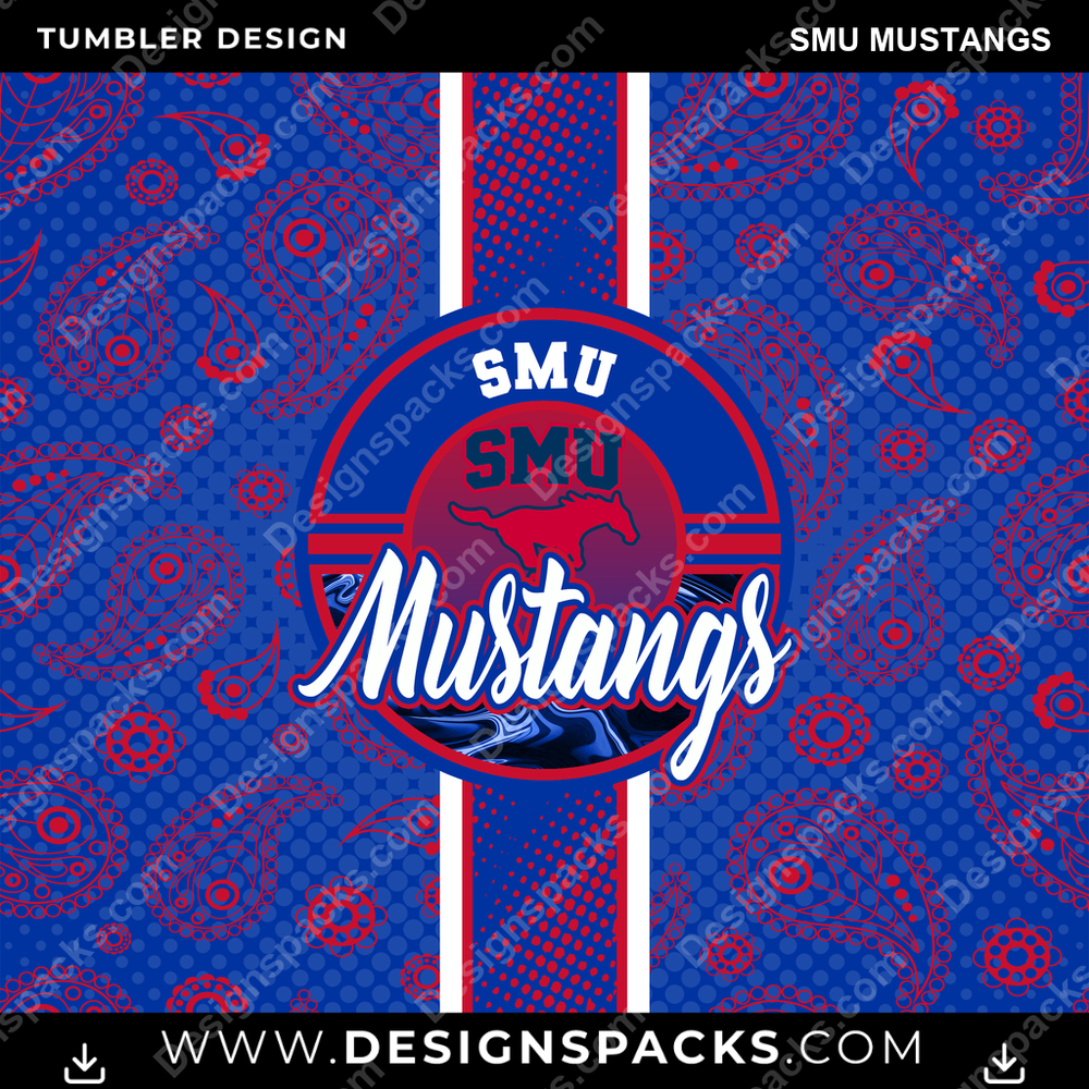 College Sport Handkerchief SMU Mustangs NCAA College Sport Tumbler Digital Wrap Design Download