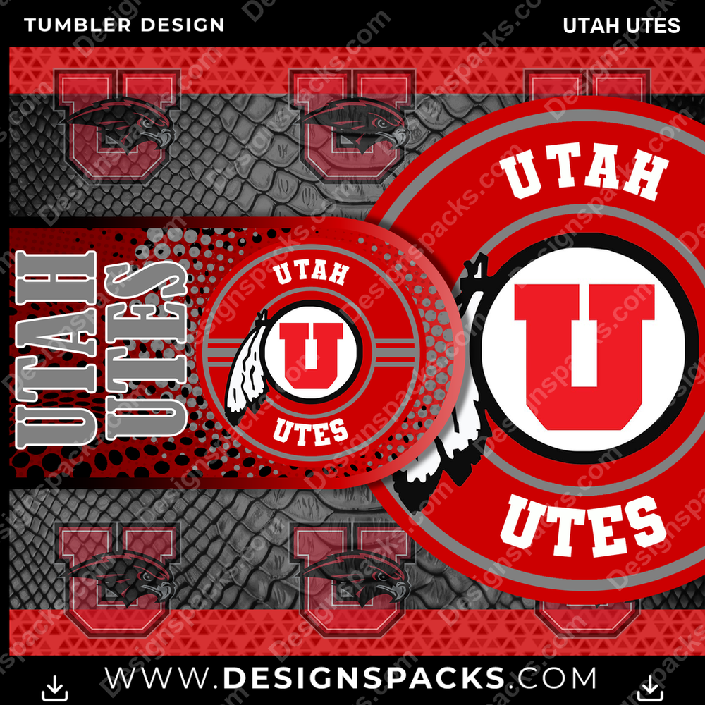 College Sport Hyper Utah Utes Tumbler Digital Wrap Design