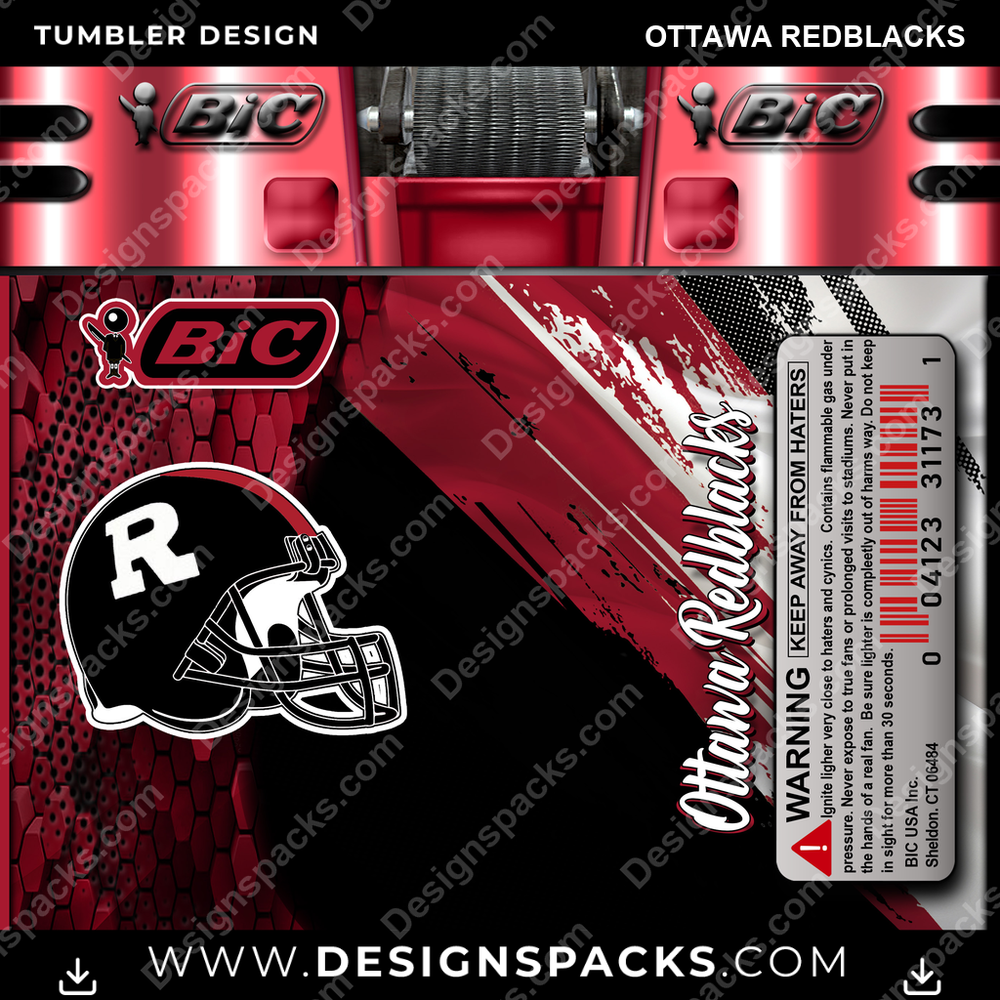 Canada Football BIC Lighter Ottawa Redblacks Tumbler Digital Wrap Design