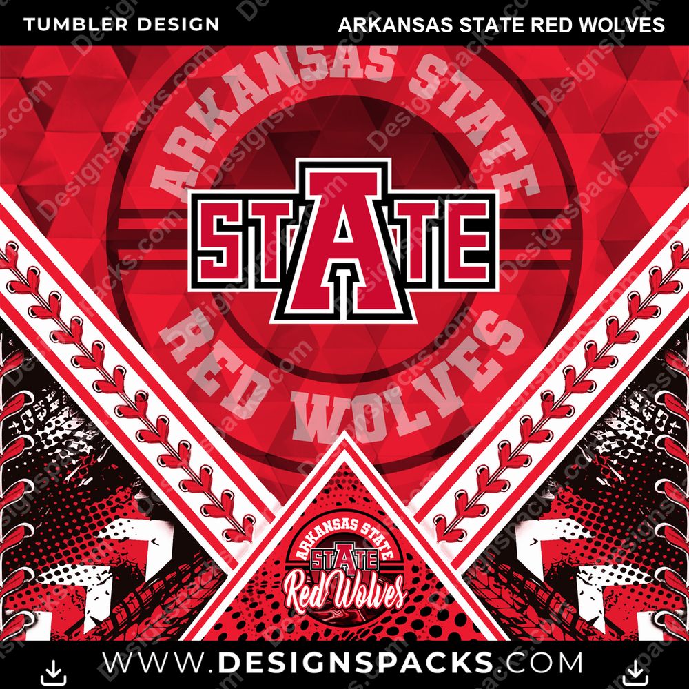 College Sport Diamond Arkansas State Red Wolves NCAA College Sport Tumbler Digital Wrap Design Download