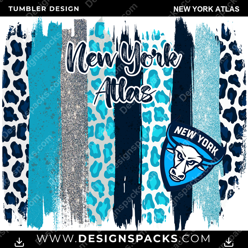 Lacrosse Brush Strokes New York Atlas PLL Lacrosse Tumbler Digital Wrap Design Download