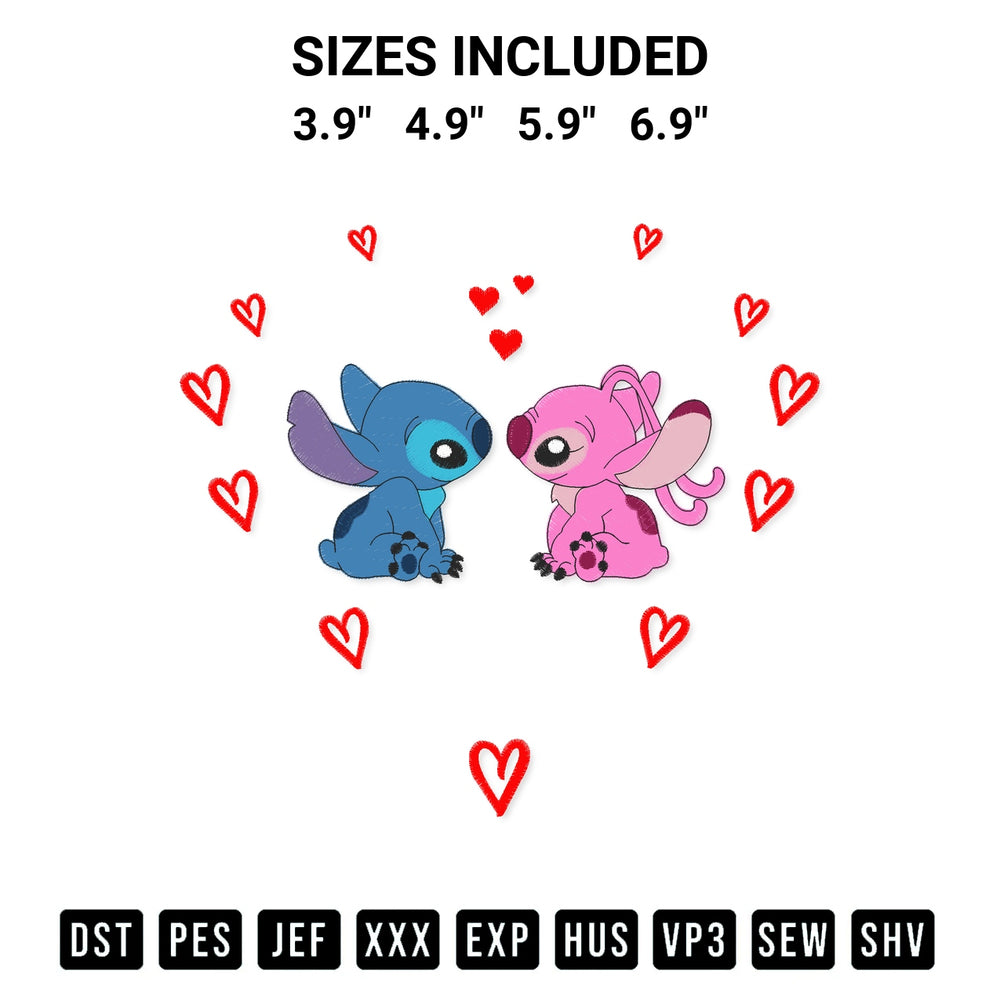 Get the Stitch Angel Love Hearts Shape Embroidery Design embroidery design for your custom crafts! Premium digitized files available for instant download at Designspacks.com. Available sizes: 3.9", 4.9", 5.9", 6.9".