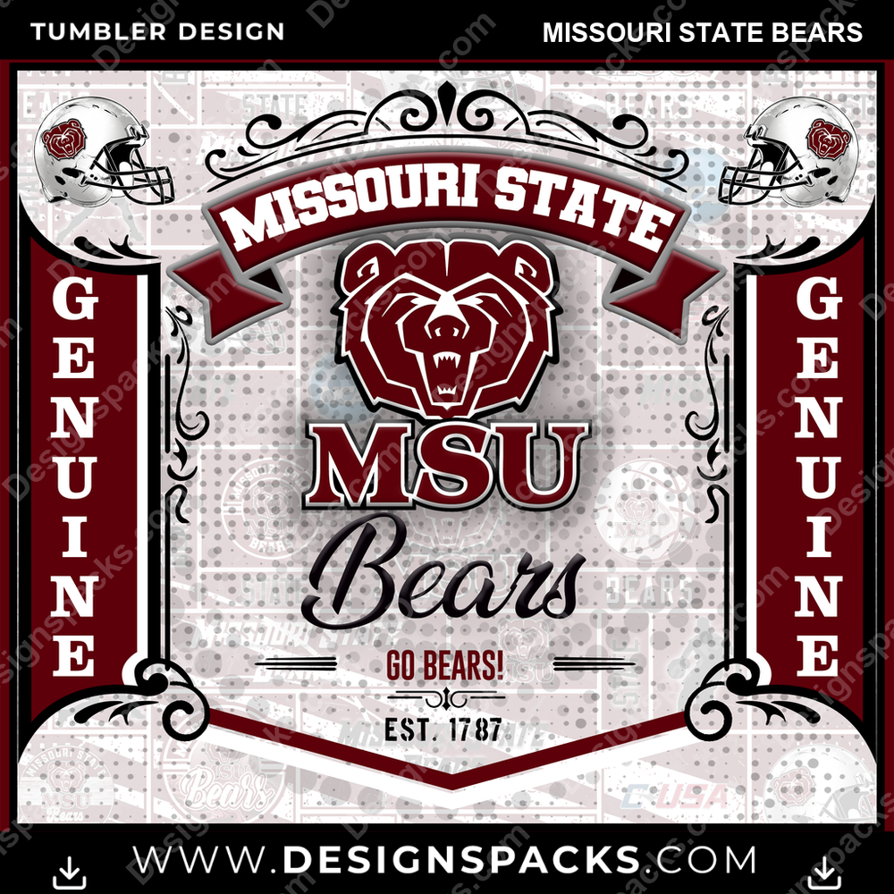 College Sport Bud Missouri State Bears NCAA College Sport Tumbler Digital Wrap Design Download