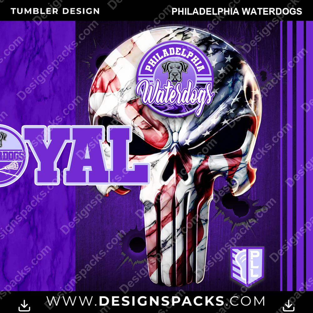 Lacrosse Loyal Philadelphia Waterdogs PLL Lacrosse Tumbler Digital Wrap Design Download