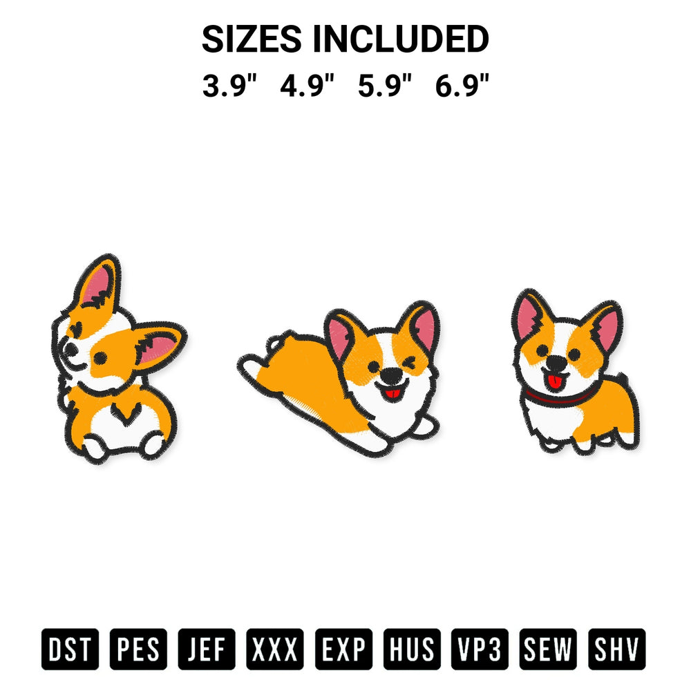 Looking for the perfect pattern? Download the Cute Corgi Chibi Embroidery Design embroidery design today at Designspacks.com. Crisp, clean stitching guaranteed. Available sizes: 3.9", 4.9", 5.9", 6.9".