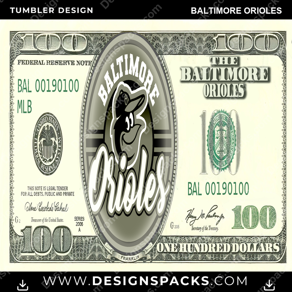 Baseball 100-Dollar-Schein Baltimore Orioles Becher Digitales Wrap-Design