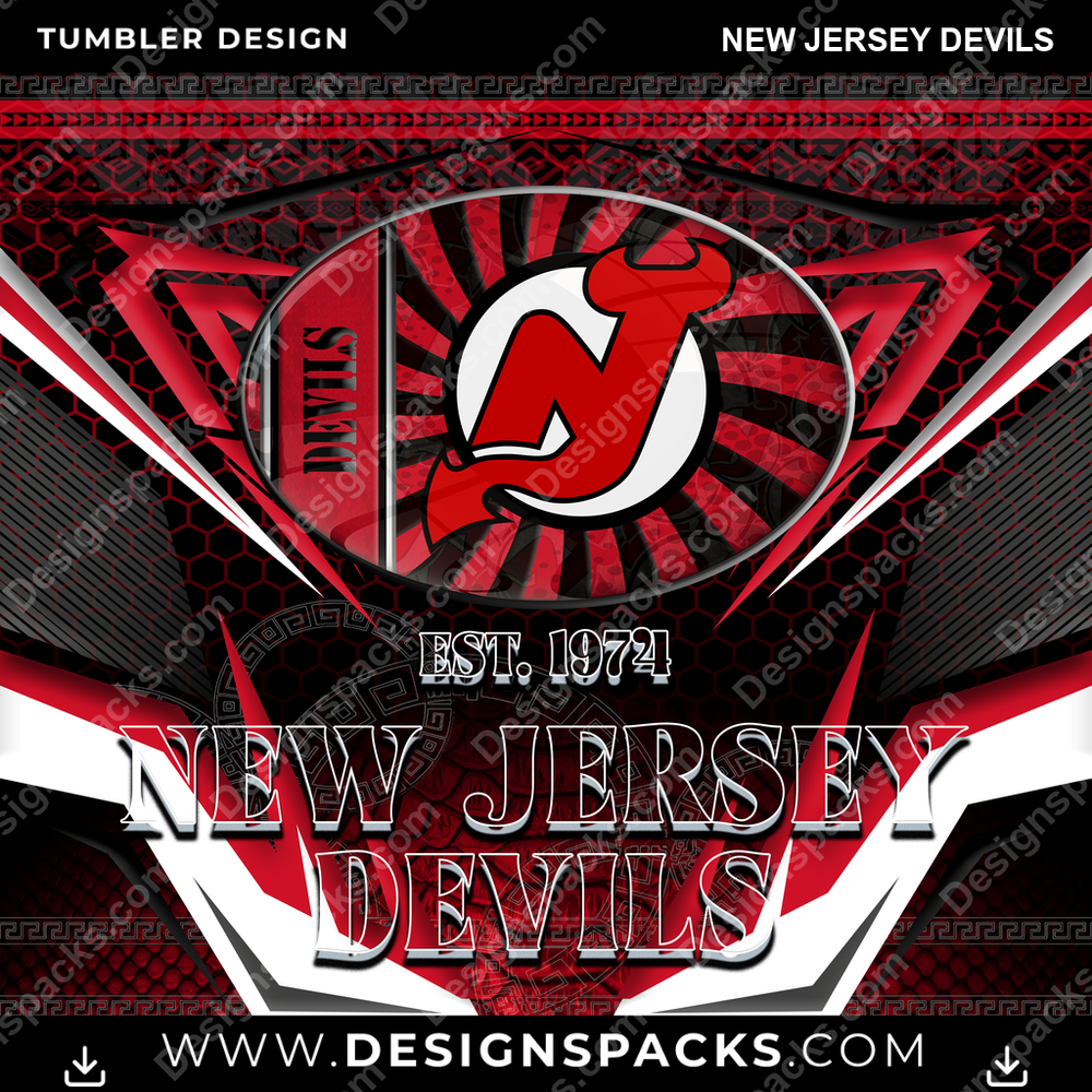 Hockey Tribal New Jersey Devils Tumbler Digital Wrap Design
