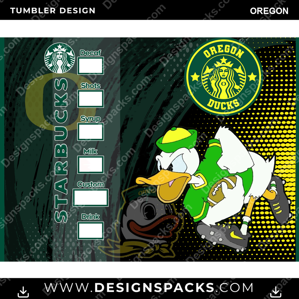 College Sport Starbucks Oregon Tumbler Digital Wrap Design