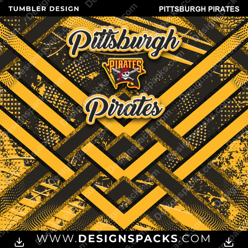 Baseball Glitter Stripe Pittsburgh Pirates Tumbler Digital Wrap Design