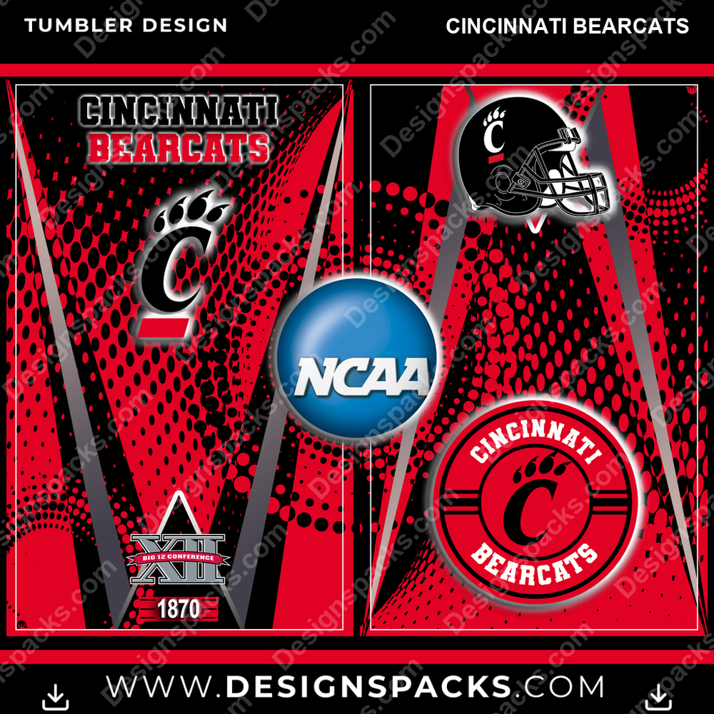 College Sport Team Logo Cincinnati Bearcats NCAA College Sport Tumbler Digital Wrap Design Download