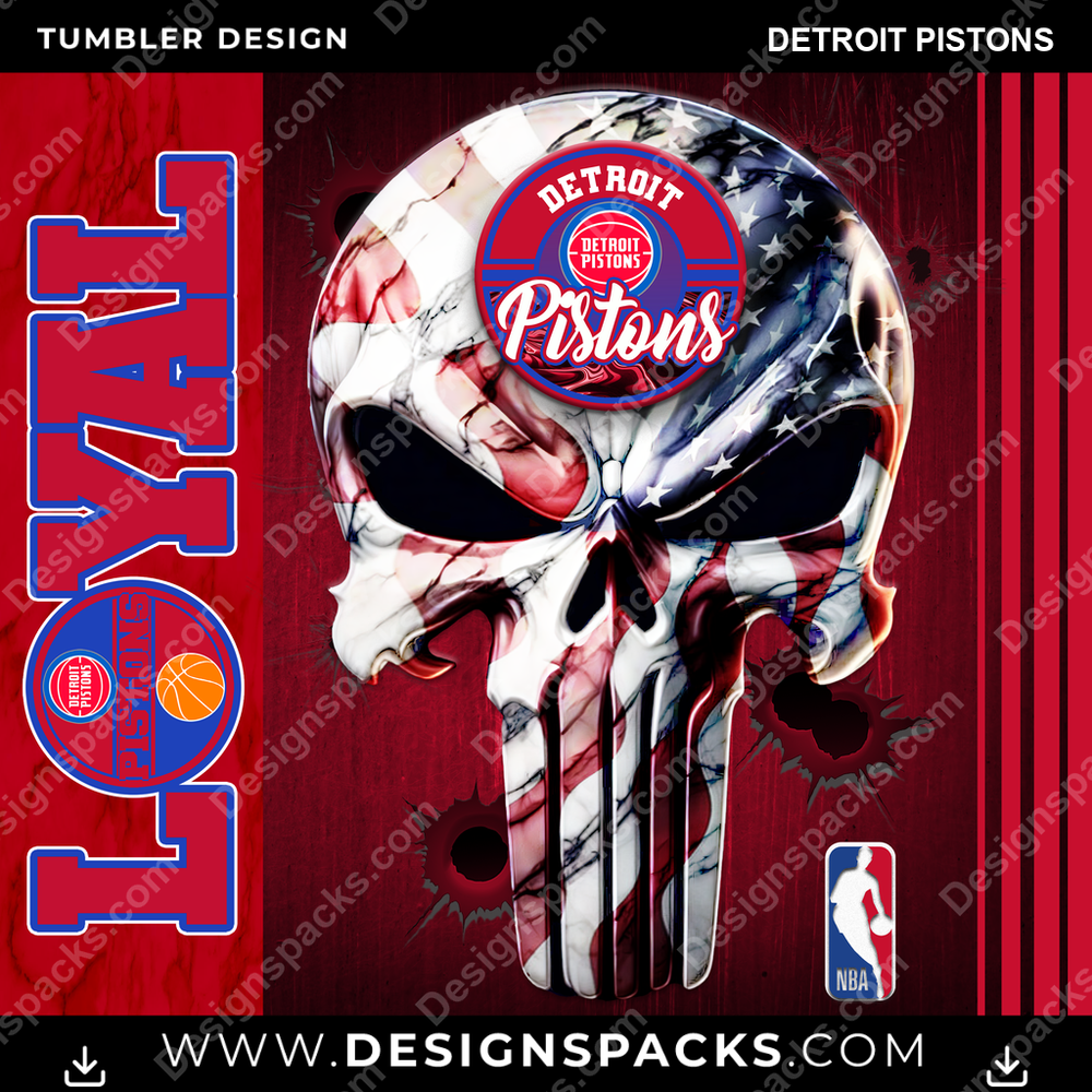 Basketball Loyal Detroit Pistons NBA Basketball Tumbler Digital Wrap Design Download