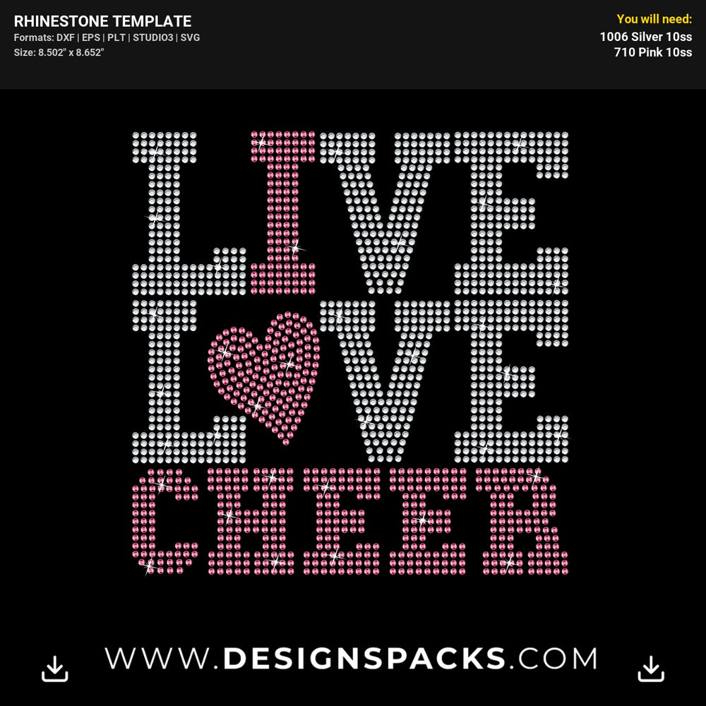 Live Love Cheer Rhinestone Digital Template