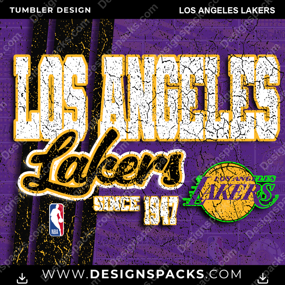 Basketball Grunge Los Angeles Lakers NBA Basketball Tumbler Digital Wrap Design Download