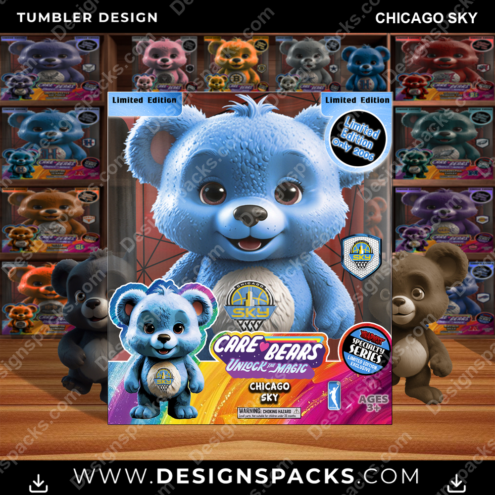 Basketball Care Bear Box Chicago Sky Tumbler Digital Wrap Design