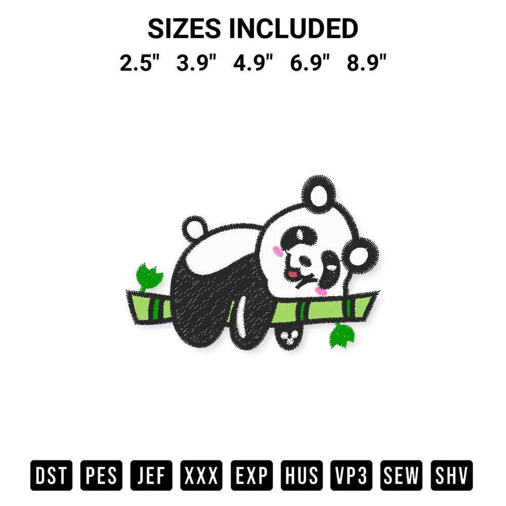Shop the Panda Sleeping On Bamboo Embroidery Design machine embroidery pattern at Designspacks.com. Beautifully digitized for flawless stitching on any fabric. Available sizes: 2.5", 3.9", 4.9", 6.9", 8.9".