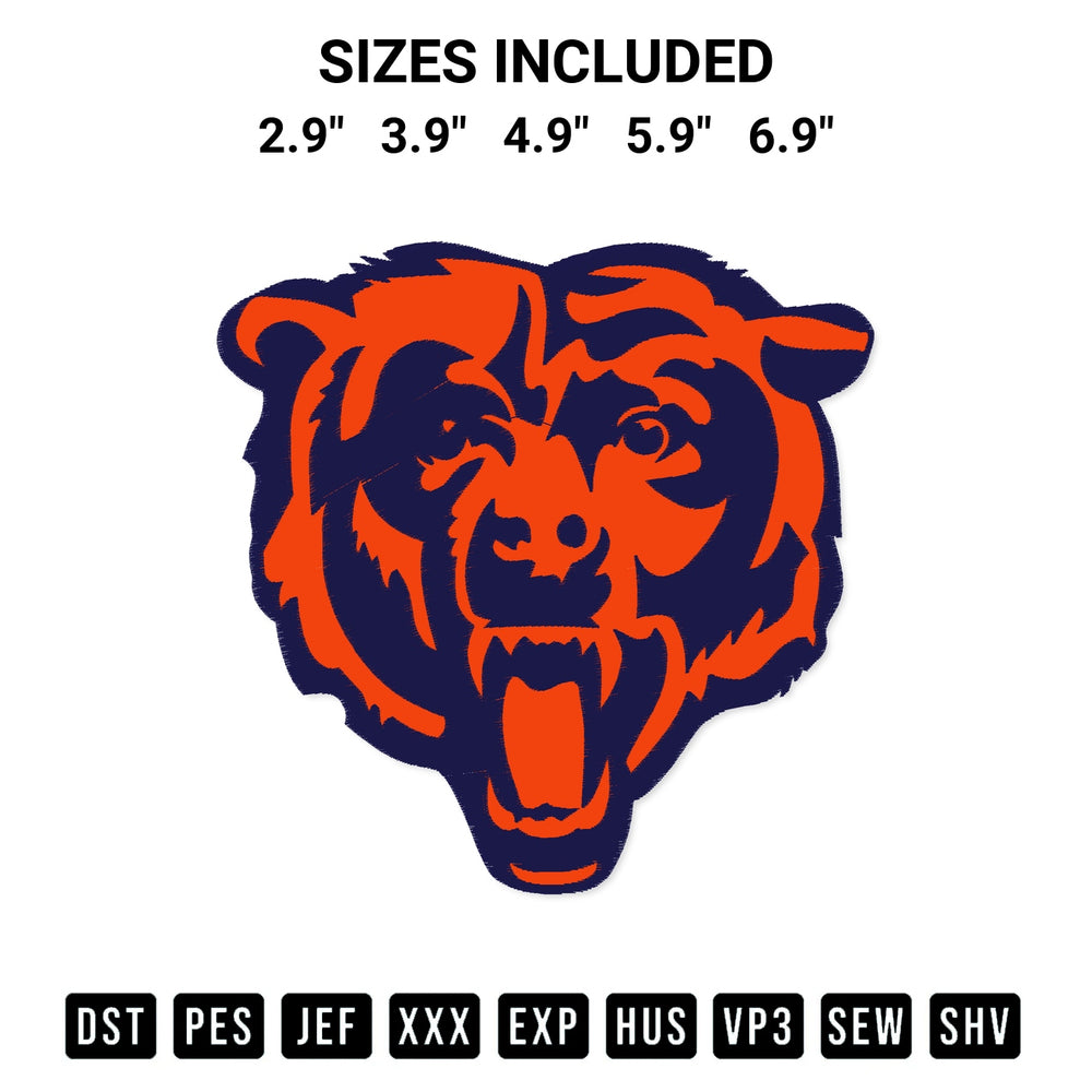 Download the Chicago Head Bear Football Embroidery Design machine embroidery design exclusively at Designspacks.com. Premium digitized pattern for apparel and DIY crafts. Available sizes: 2.9", 3.9", 4.9", 5.9", 6.9".