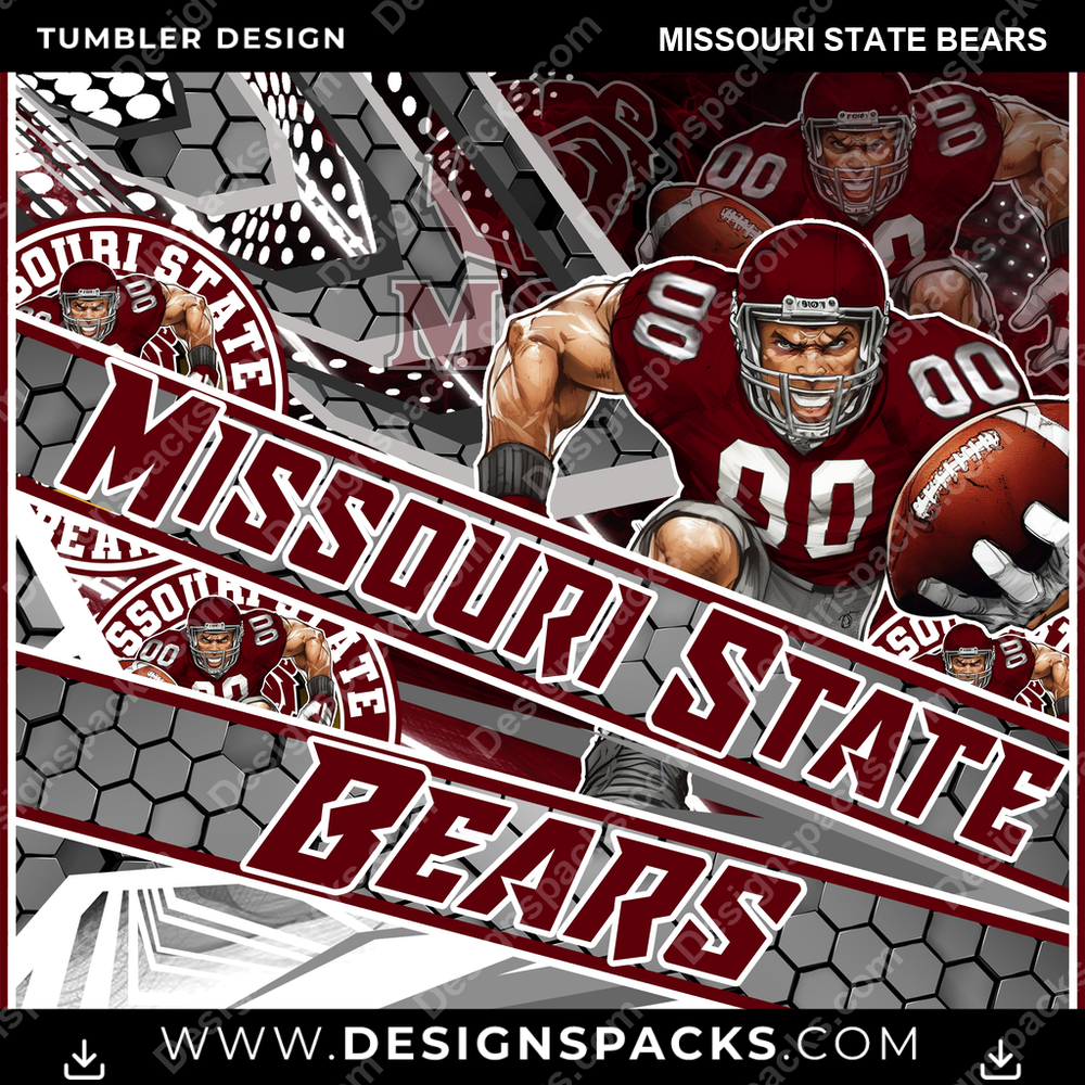 College Sport Fathead Missouri State Bears NCAA College Sport Tumbler Digital Wrap Design Download