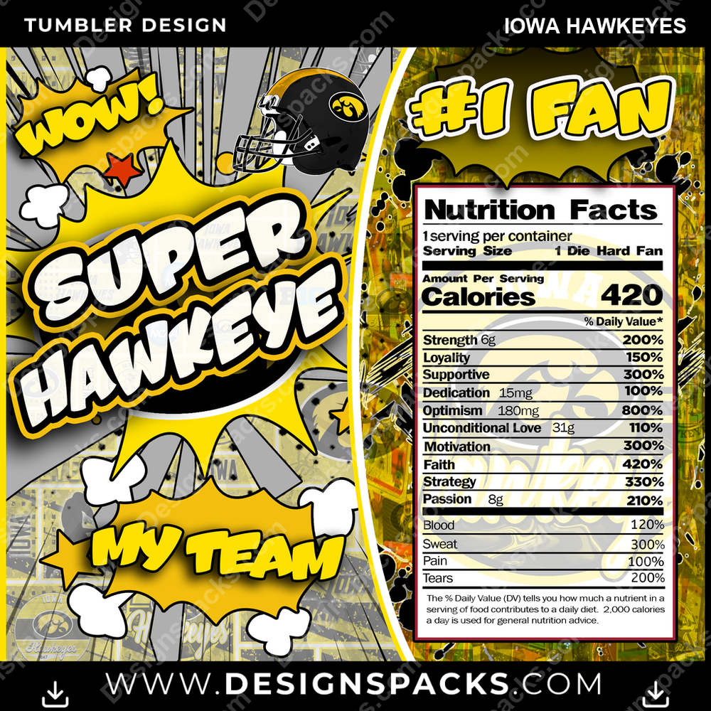 College Sport Super Team Iowa Hawkeyes NCAA College Sport Tumbler Digital Wrap Design Download