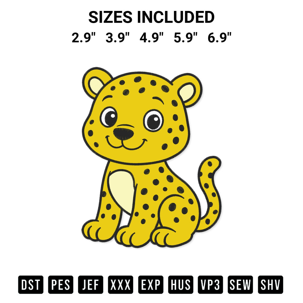 Get the Cheetah Embroidery Design embroidery design for your custom crafts! Premium digitized files available for instant download at Designspacks.com. Available sizes: 2.9", 3.9", 4.9", 5.9", 6.9".