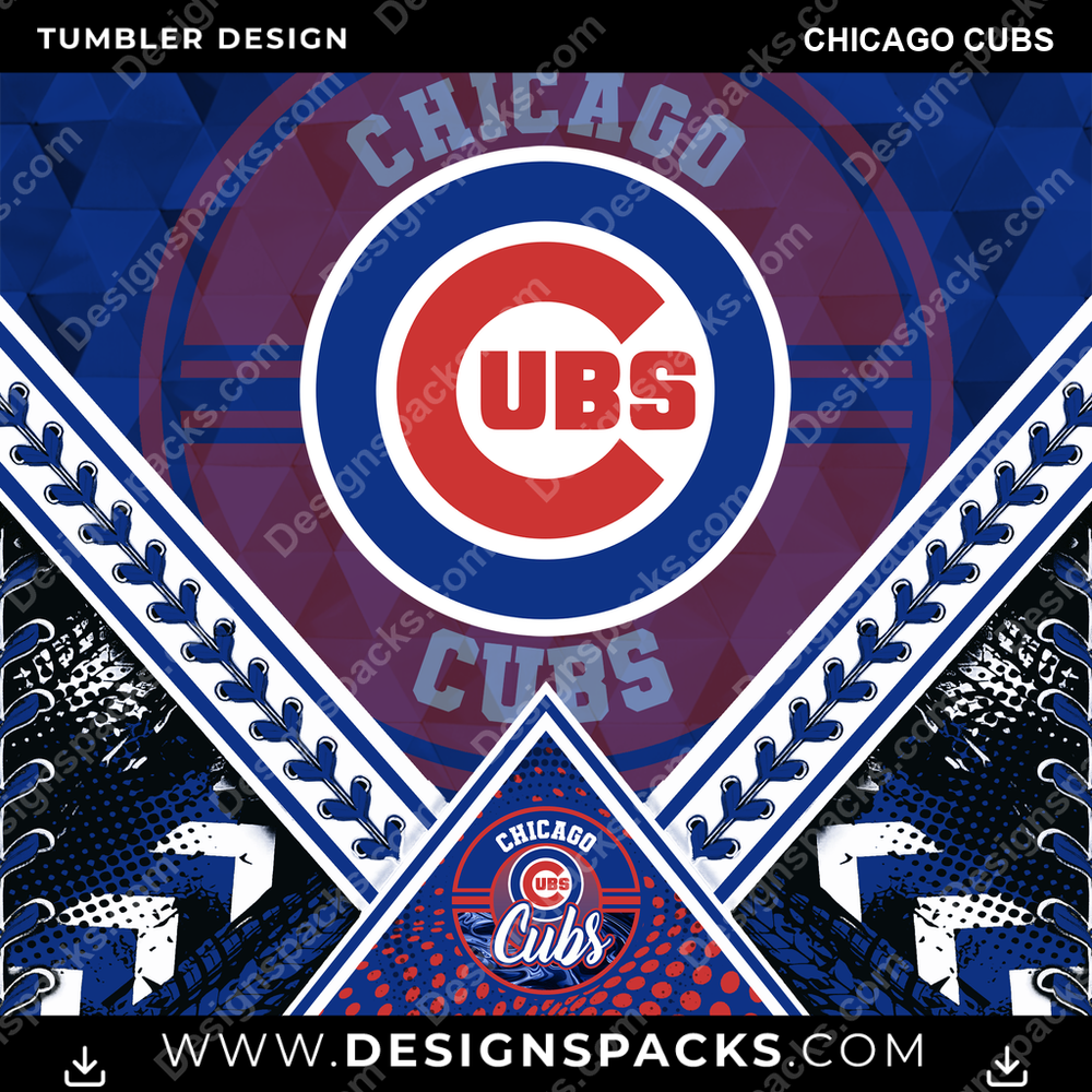 Baseball Diamond Chicago Cubs Tumbler Digital Wrap Design