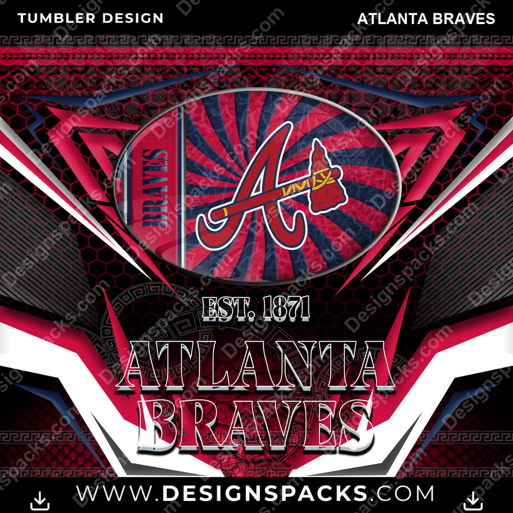 Baseball Tribal Atlanta Braves Tumbler Digital Wrap Design