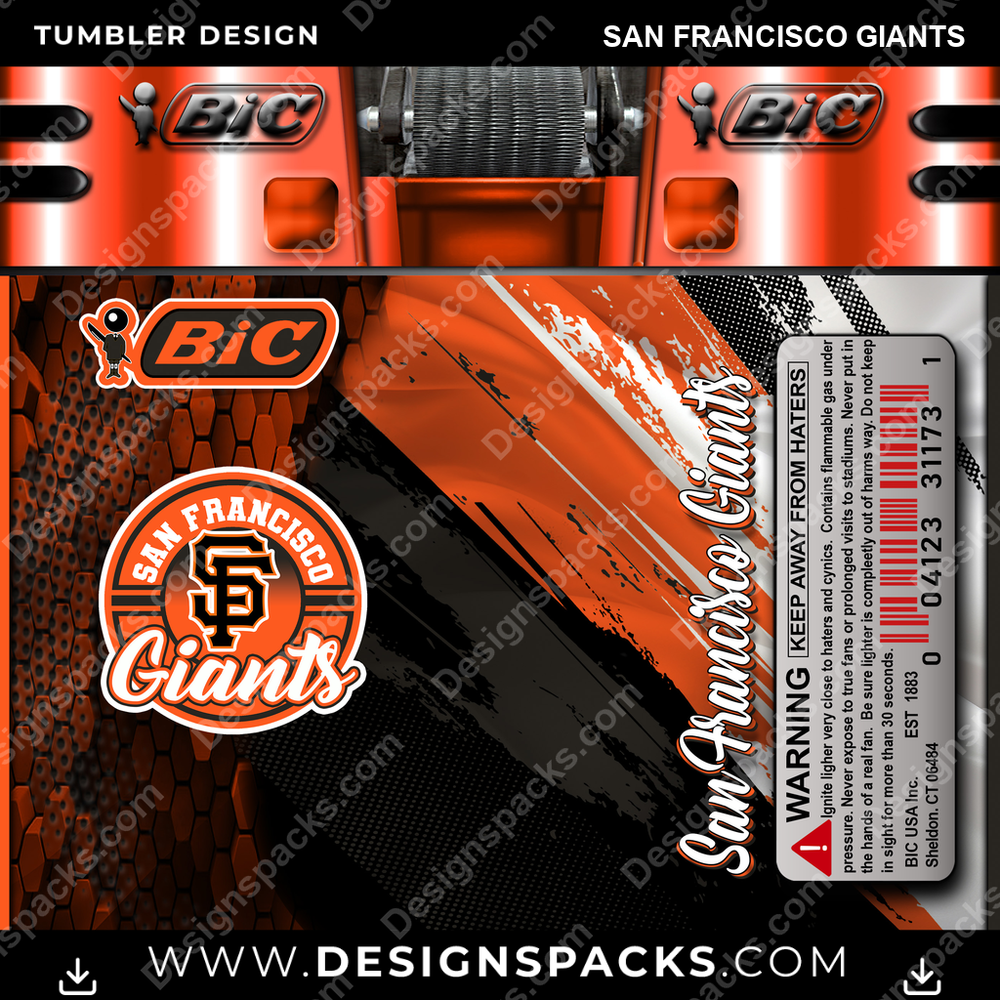 Encendedor BIC de Béisbol Termo de los San Francisco Giants Diseño de Envoltura Digital