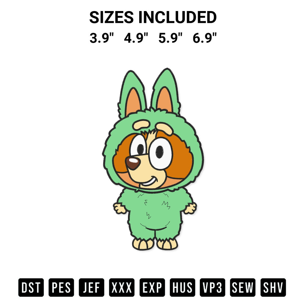 Create amazing crafts with the Bingo Labubu Embroidery Design embroidery file. High-quality digital download from Designspacks.com, perfect for beginners and pros. Available sizes: 3.9", 4.9", 5.9", 6.9".