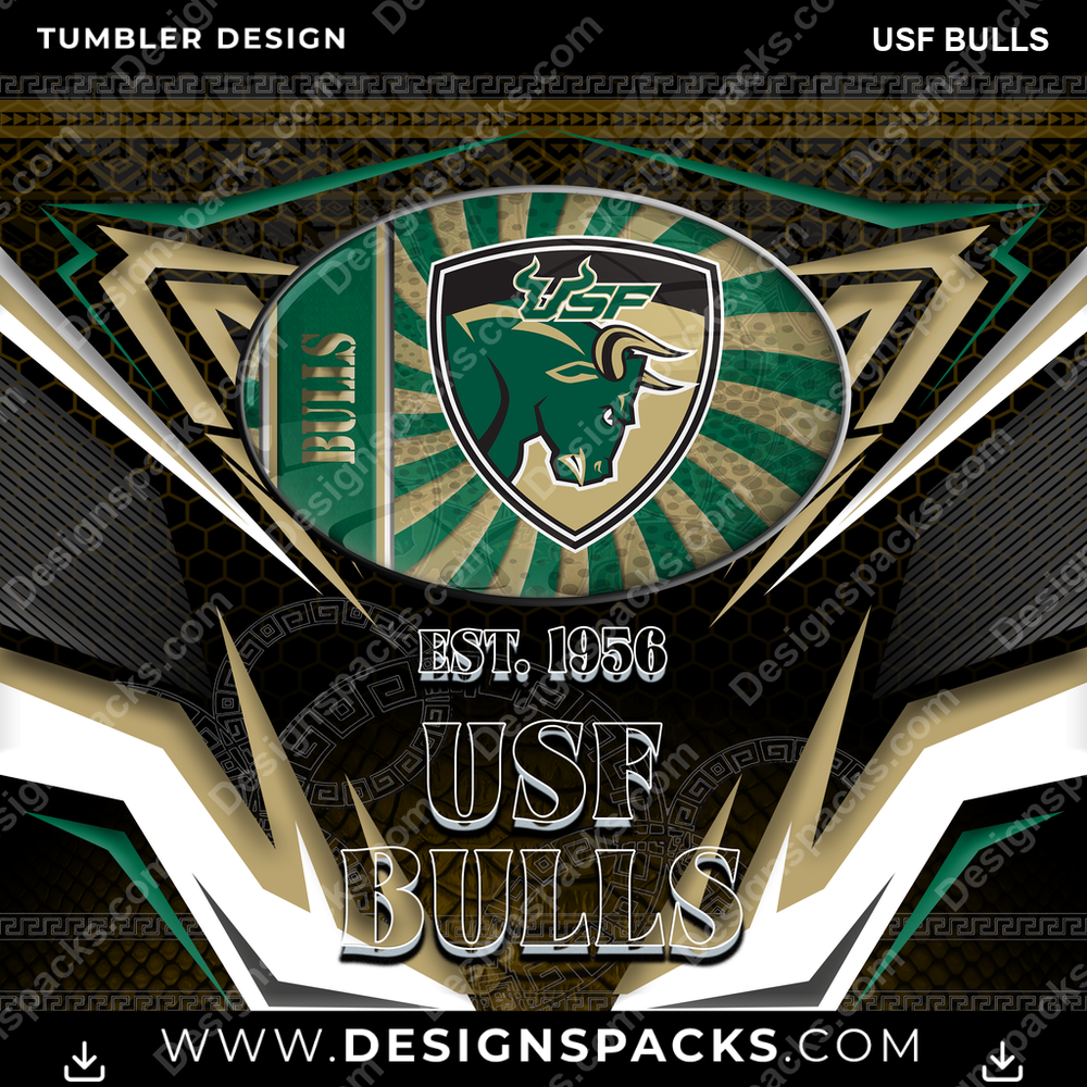 College Sport Tribal USF Bulls NCAA College Sport Tumbler Digital Wrap Design Download